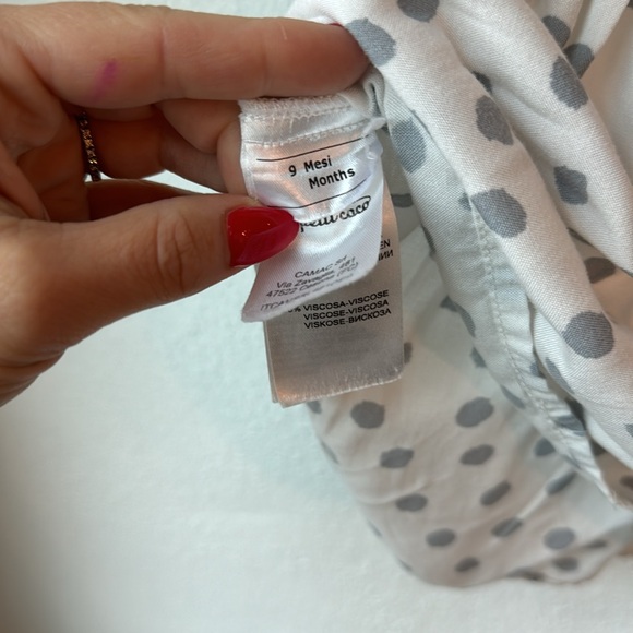 Le Petit Coco White Dress with Gray Dots & matching Diaper Cover Bloomer Set 9M - Picture 4 of 9